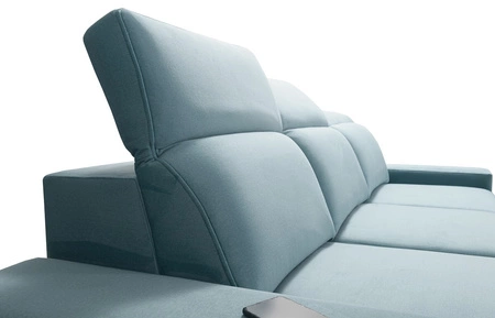 Sofa z funkcją spania Kelly miodowa stylowa sofa do salonu o prostym designie regulowane zagłówki welurowa tkanina