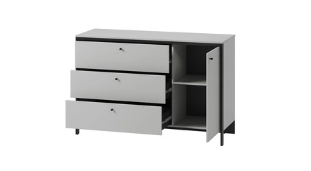 Komoda z szufladami Gris 136 cm szary / czarny funkcjonalna i pojemna komoda z klimatycznym oświetleniem LED idealna do sypialni