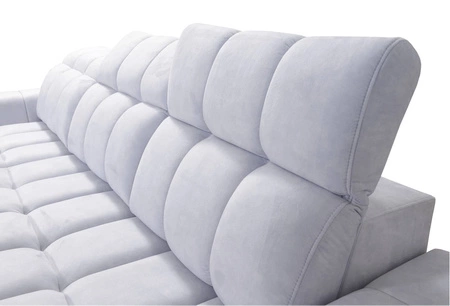 Narożnik z funkcją spania Luigi jasny beż lewostronny narożnik z dwoma pojemnikami na pościel tkanina o ciekawej strukturze