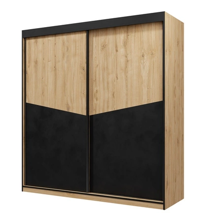 Zestaw mebli do sypialni Atson dąb odwieczny / czarny nowoczesny design komplet mebli do sypialni oryginalny kształt frontów mebli