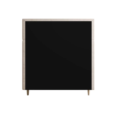 Łóżko kontynentalne Benet 120x200 beżowe w nowoczesnym skandynawskim stylu z tapicerowanym zagłówkiem oraz zanóżkiem łóżko z pojemnikiem