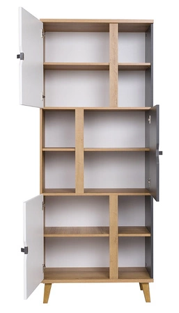 Meblościanka Memone dąb złoty / biały / grafitowy nowoczesny design stylowy zestaw mebli do pokoju młodzieżowego w stylu skandynawskim