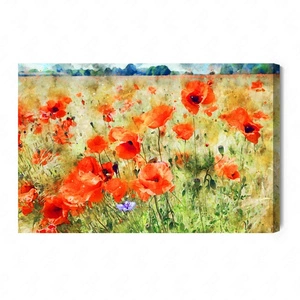Obraz na płótnie maki na łące 100x70 cm ponadczasowa ozdoba wnętrza obraz w wyrazistej kolorystyce wysoka jakość wykonania