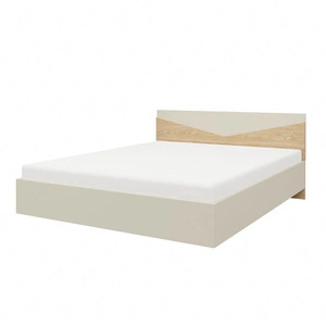 Łóżko Atson 140x200 cm szarobeżowy / dąb olejowany idealne łóżko do sypialni lub pokoju nastolatka wysoki zagłówek o oryginalnym designie