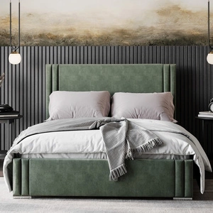 Łóżko tapicerowane Tatui 160x200 miętowe stylowe łóżko z pojemnikiem na pościel wygodny zagłówek zachwyca eleganckim designem