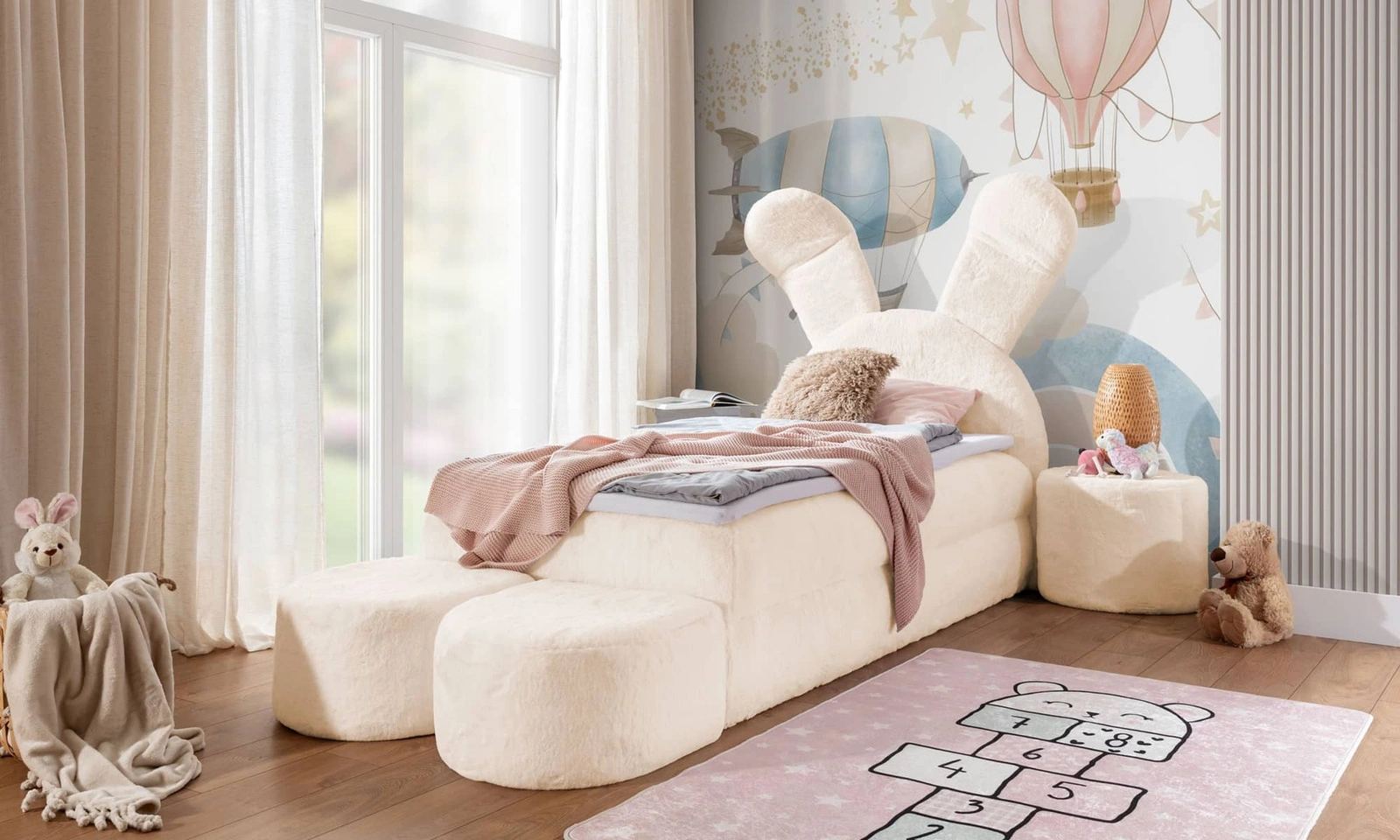 Łóżko kontynentalne Beti Plus 100x200 cm w kolorze beżowym Bunny 203.02