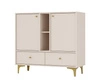 Komoda z szufladami Kioto I 100 cm beżowa nowoczesny design metalowe dodatki w kolorze złotym komoda o oryginalnej stylistyce