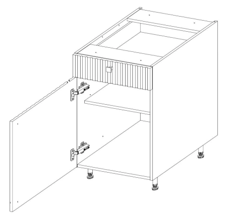 Zestaw mebli kuchennych narożny Antri / Verdi 330x210 cm szafki kuchenne z ozdobnymi lamelami nadają kuchni szczególnego charakteru