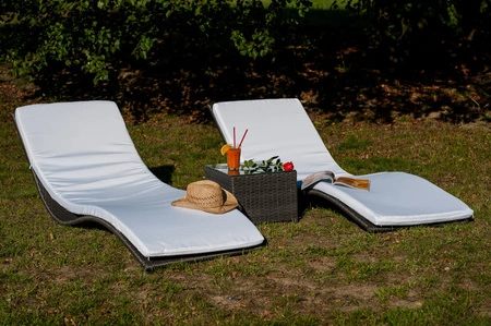 Leżaki ogrodowe Successo szare unikalna i oryginalna stylistyka zestaw leżaków ze stolikiem wykonanie z wytrzymałego technorattanu