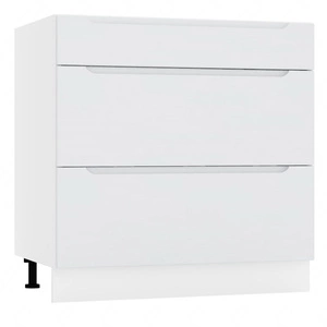 Szafka kuchenna stojąca z szufladami Zova D80 S/3 biały / jasny szary pojemna szafka odporna na uszkodzenia frezowane uchwyty