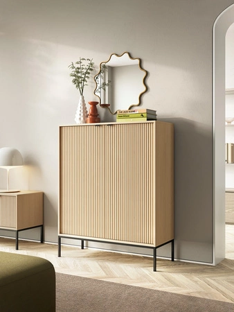 Komoda Lovro 104 cm dąb vicenza niezwykle elegancka komoda podkreślona modną kolorystyką designerskie ryflowania na frontach