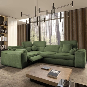 Narożnik z funkcją spania Viano II Lux zielony lewostronny designerski narożnik do salonu z komfortowym wysuwanym podnóżkiem