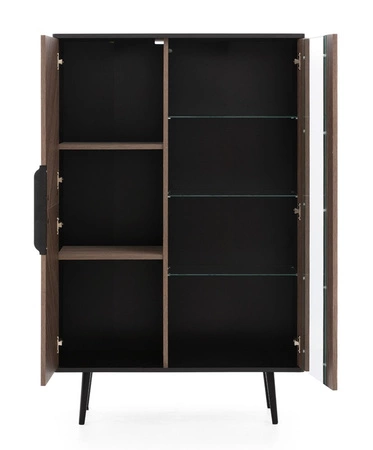 Zestaw mebli Tullio czarny grafit / captains deck elegancka meblościanka do salonu o ciekawej stylistyce uchwyty krawędziowe