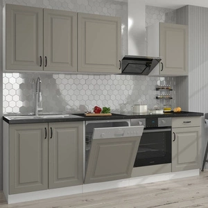 Zestaw mebli kuchennych Kastos 250 cm szafki doskonale prezentują się we wnętrzach skandynawskich klasycznych oraz nowoczesnych