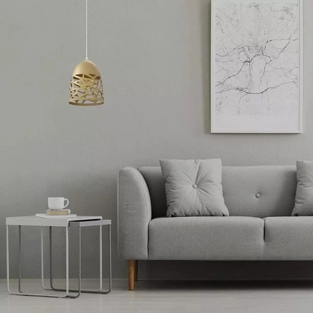 Lampa wisząca Pattern złota stylowa lampa sufitowa z ażurowym metalowym kloszem funkcjonalne oświetlenie z dekoracyjnym wzorem