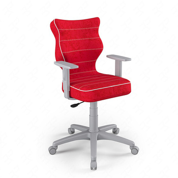 Krzesło do biurka Duo czerwone idealne do wzrostu 146-176,5 cm profilowane siedzisko regulowane podłokietniki łatwo czyszcząca tkanina