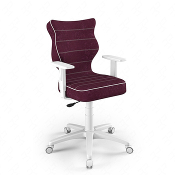 Krzesło do biurka Duo fioletowe dopasowane do wzrostu 159-188 cm profilowane siedzisko regulowane podłokietniki łatwo czyszcząca tkanina