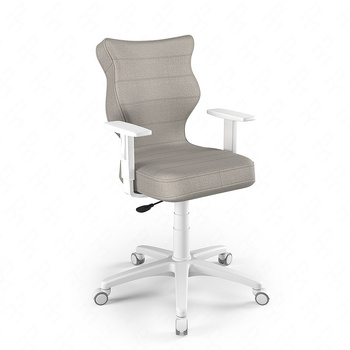 Krzesło do biurka Duo jasny szary idealne do wzrostu 159-188 cm ergonomiczne siedzisko regulowane podłokietniki odporna tkanina