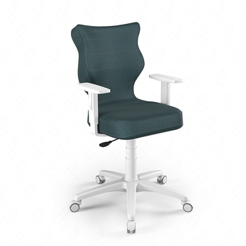 Krzesło do biurka Duo niebieskie idealne do wzrostu 146-176,5 cm ergonomiczne siedzisko regulowane podłokietniki odporna tkanina
