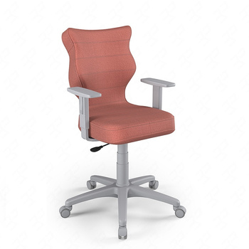 Krzesło do biurka Duo różowe idealne do wzrostu 146-176,5 cm ergonomiczne siedzisko regulowane podłokietniki odporna tkanina