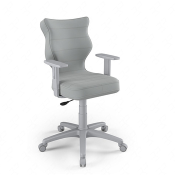 Krzesło do biurka Duo szary popiel dopasowane do wzrostu 159-188 cm ergonomiczne krzesło obrotowe z regulowanymi podłokietnikami