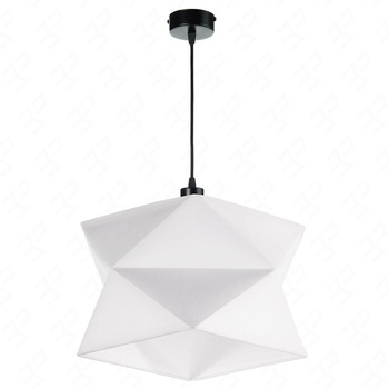 Lampa wisząca Quasar 40 cm biała / czarna designerska lampa sufitowa do salonu z bawełnianym abażurem i metalową podstawą