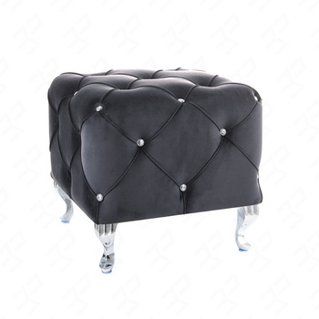 Puf Hesta 50 cm czarny idealny podnóżek odporny na zaciągnięcia i zadrapania pufa do siedzenia pikowane elementy z kryształkami