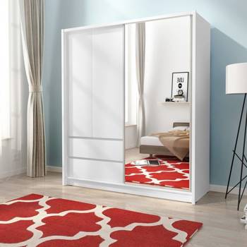 Szafa przesuwna Cento 184 cm biała nowoczesny design szafa idealna do garderoby sypialni lub przedpokoju