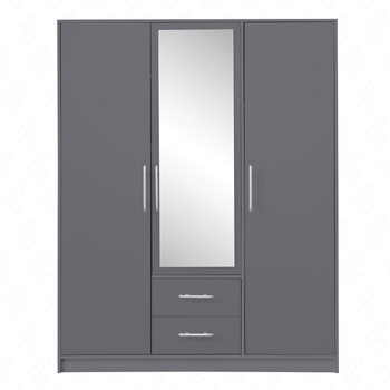 Szafa z lustrem Caspe 150 cm antracyt nowoczesny design wykończenie ABS oraz aluminiowe uchwyty