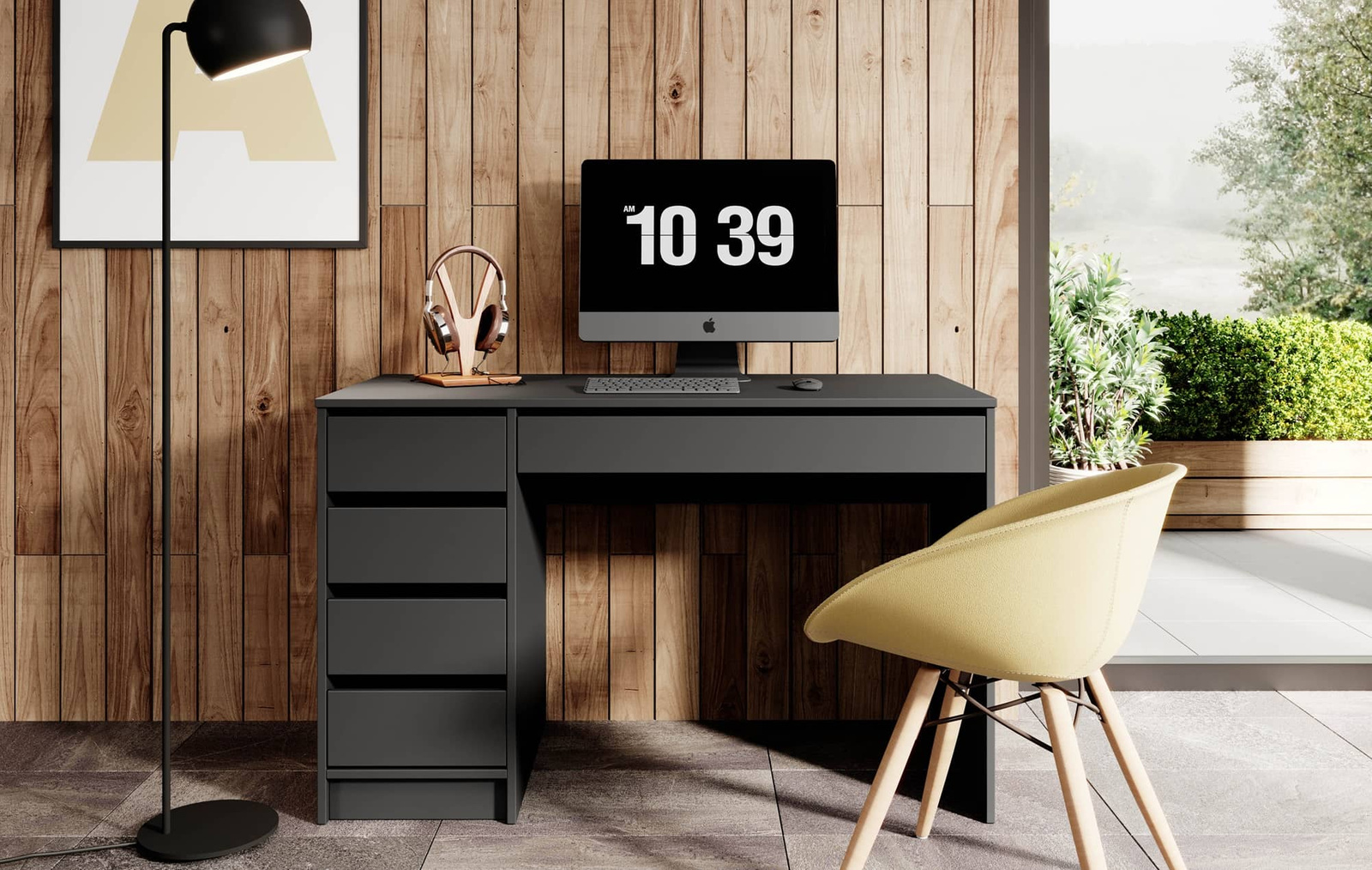 Biurko z szufladami Ada w kolorze antracytu Biurka nowoczesne do biura