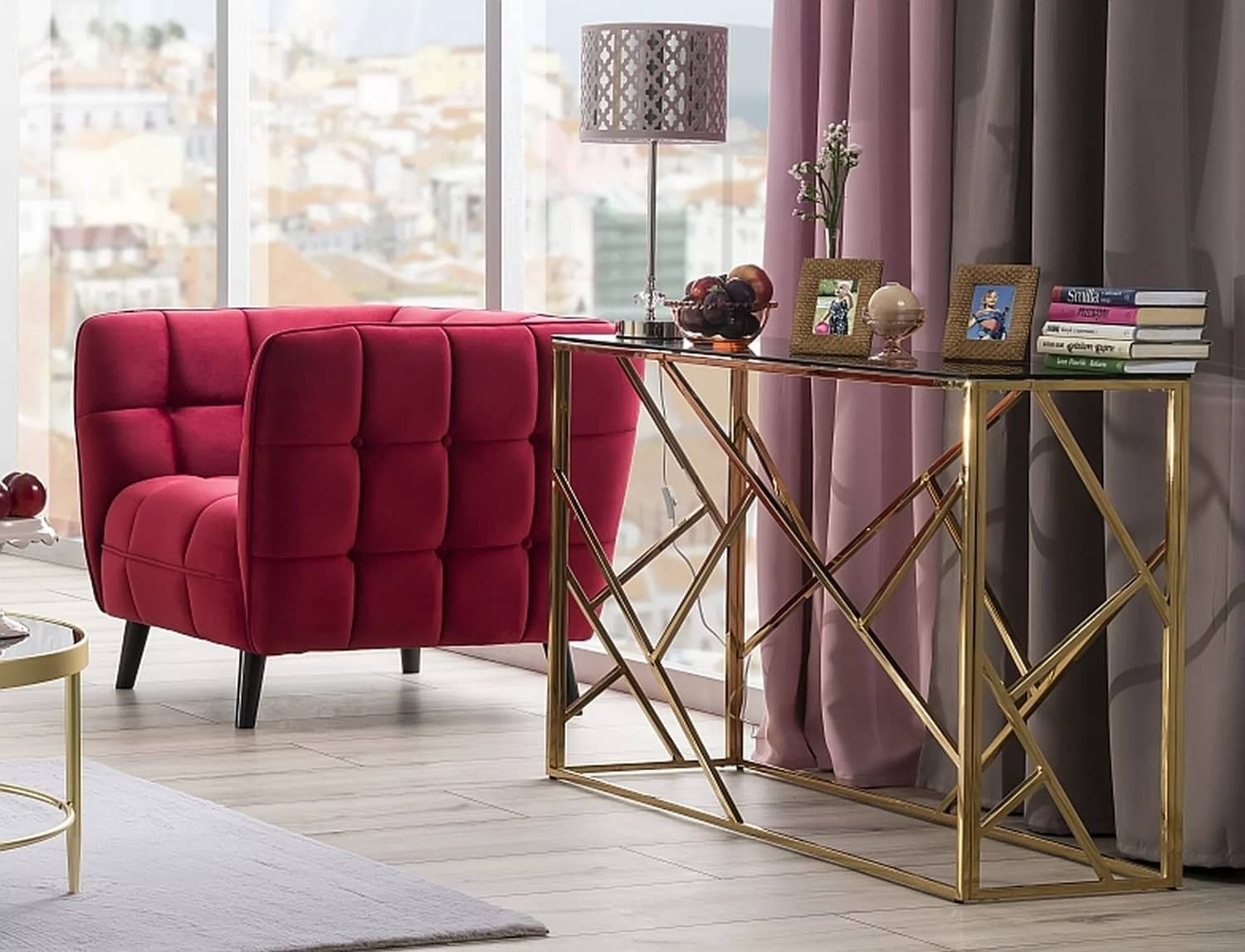 Fotel Castello w kolorze bordowym Bluvel 59
