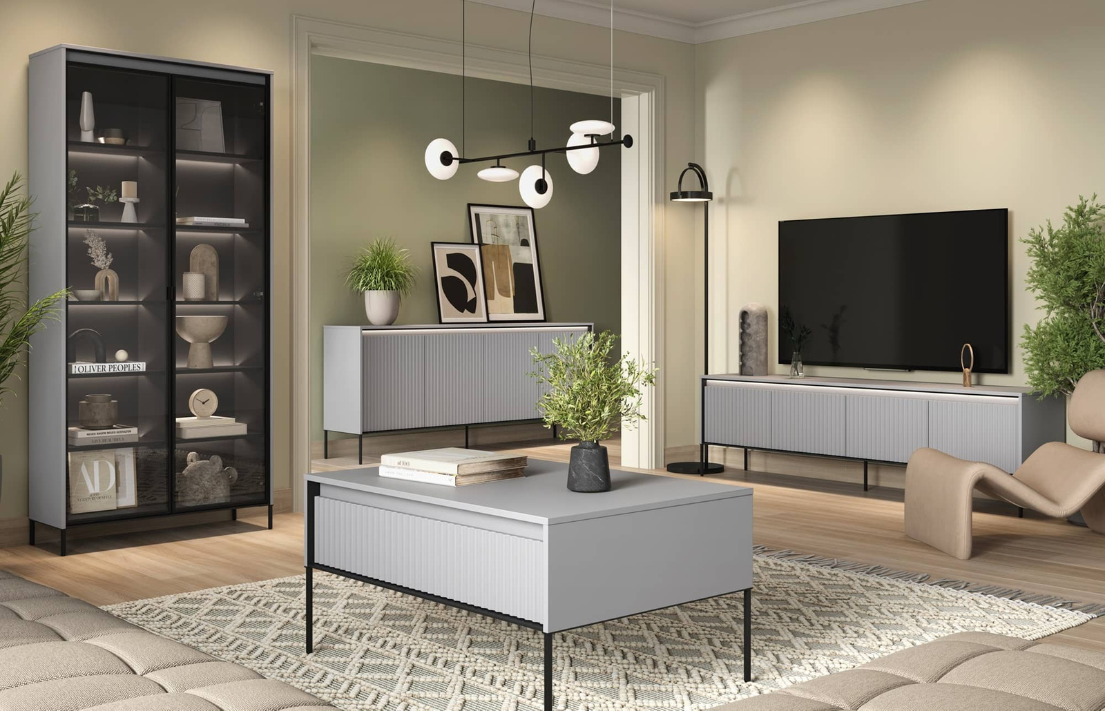 Zestaw mebli do salonu Trend w kolorze beżowym Meblościanka do salonu