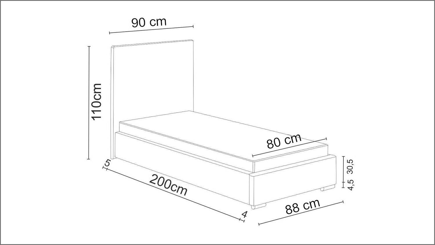 Łóżko tapicerowane Burgos 80x200 Sofia14 wymiary