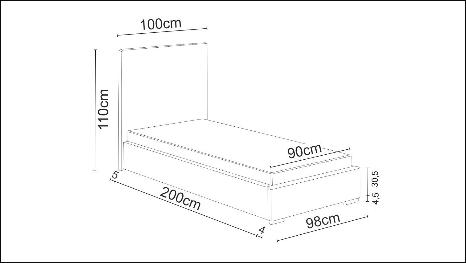 Łóżko tapicerowane Hernani 90x200 Sofia15 wymiary