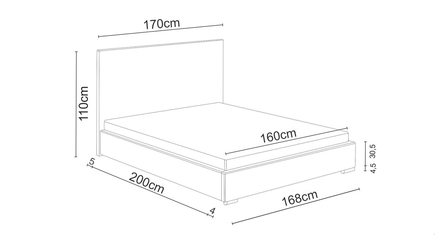 Łóżko tapicerowane Reus 160x200 Sofia7 wymiary
