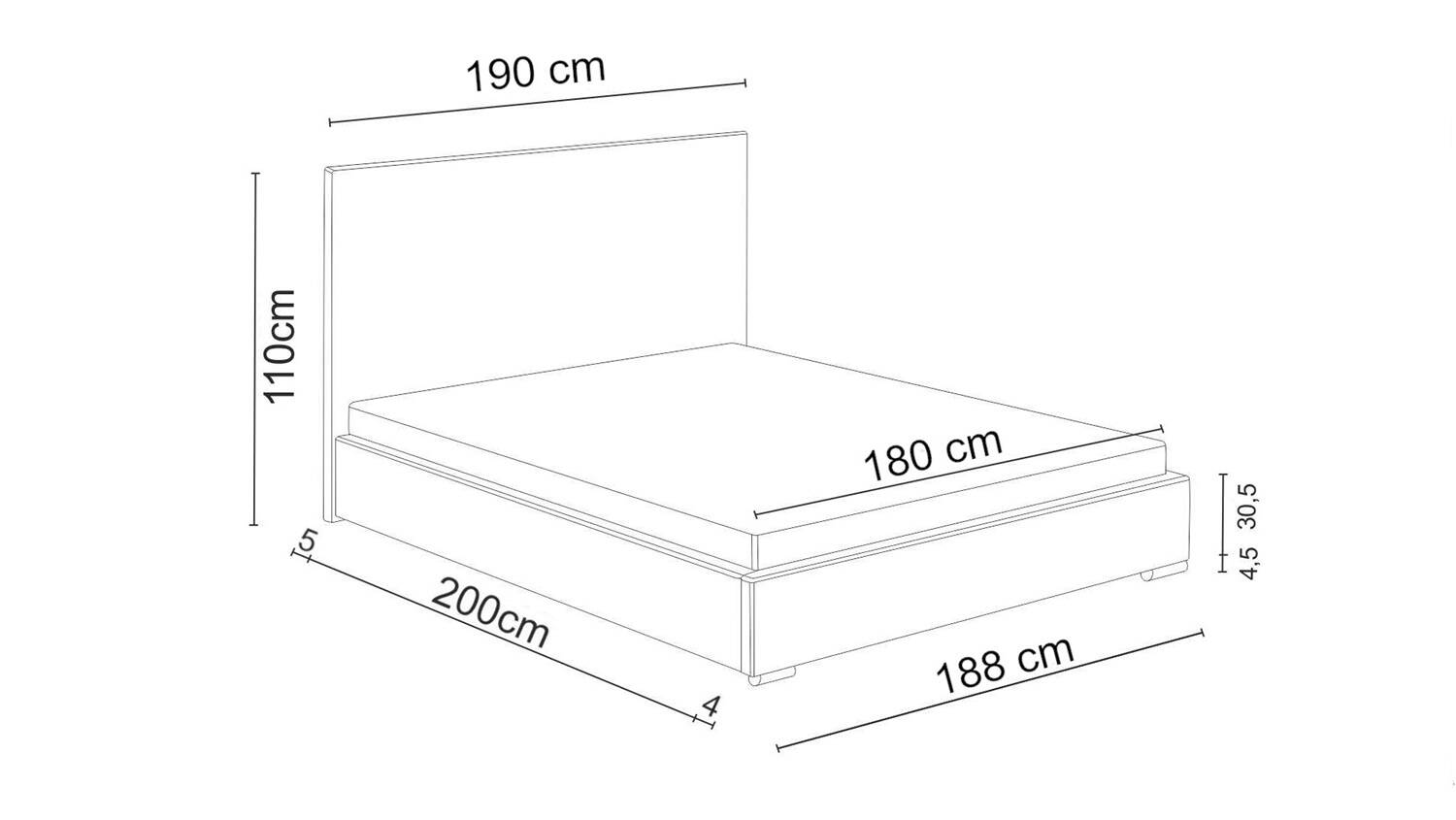 Łóżko tapicerowane Reus 180x200 Sofia20 wymiary