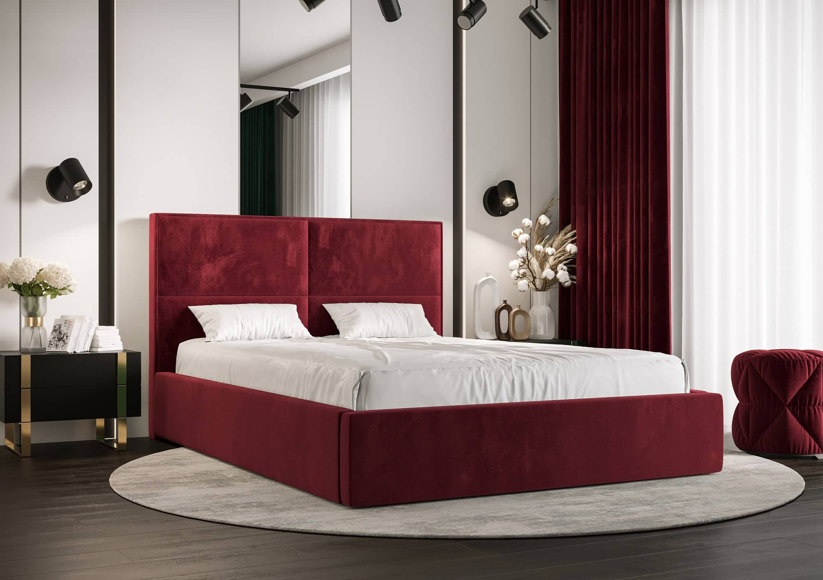 Polsterbett Afrodyta 180x200 mit Stauraum Dunkelrot Monolith 59