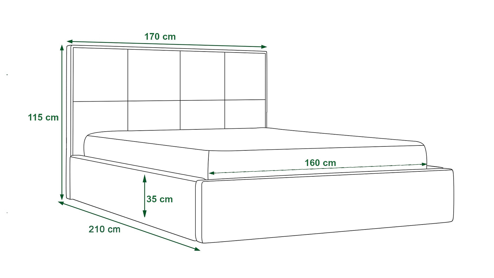 Polsterbett Afrodyta 160x200 mit Stauraum Graphit Monolith 97