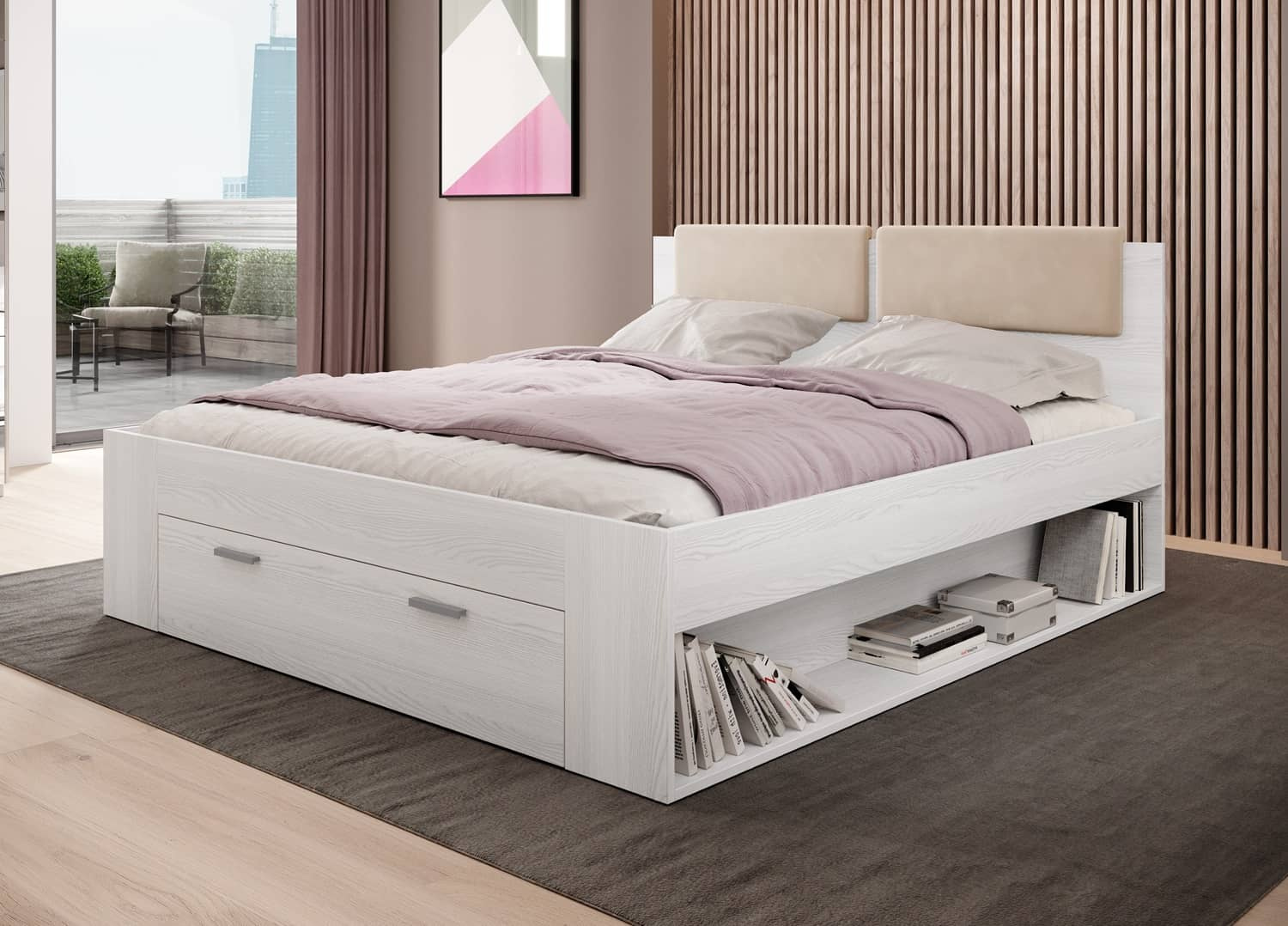 Łóżko z szufladą Galaxy 140x200 cm abisko ash