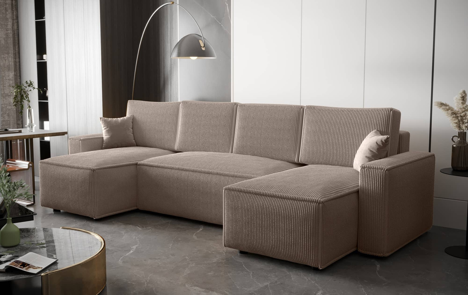 Narożnik z funkcją spania Nelo U Narożniki do salonu Nowoczesne narożniki rozkładane do pokoju dziennego