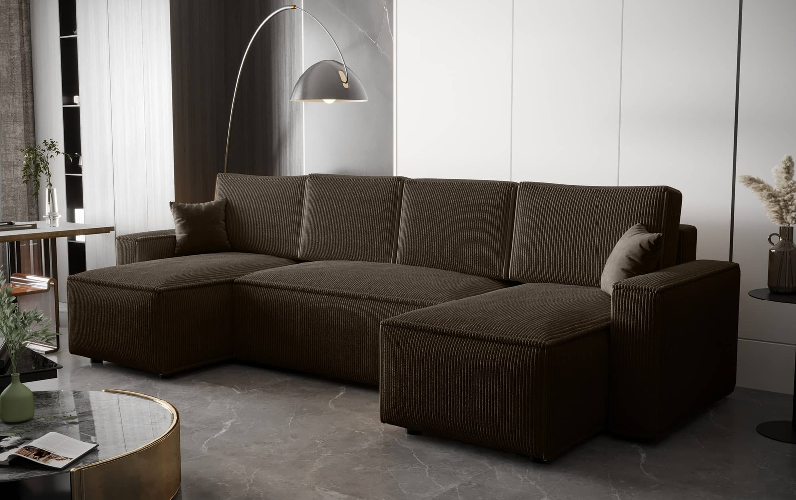 Narożnik z funkcją spania Nelo U Narożniki do salonu Nowoczesne narożniki rozkładane do pokoju dziennego