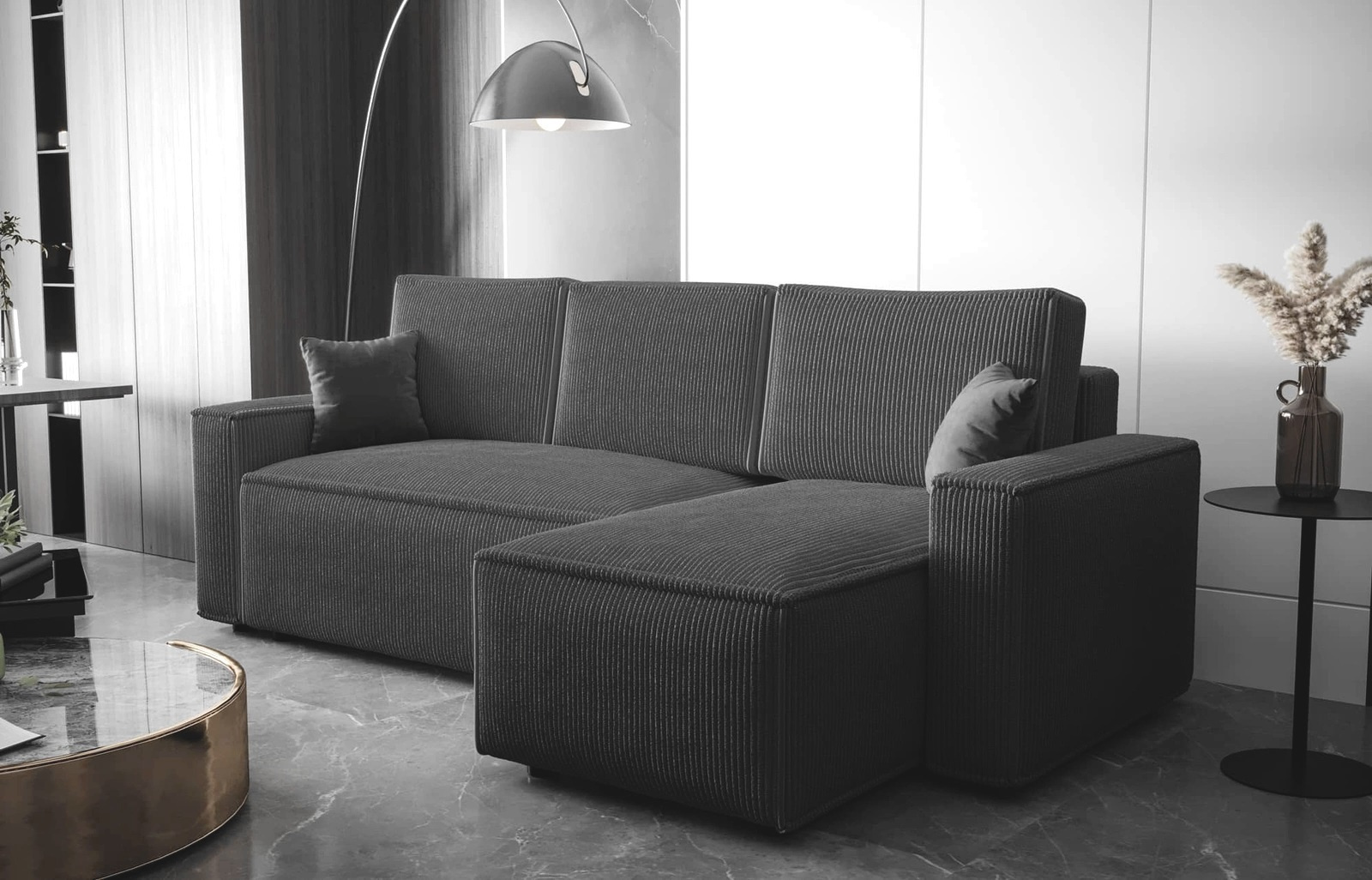 Narożnik z funkcją spania Nelo Narożniki do salonu Nowoczesne narożniki rozkładane do pokoju dziennego