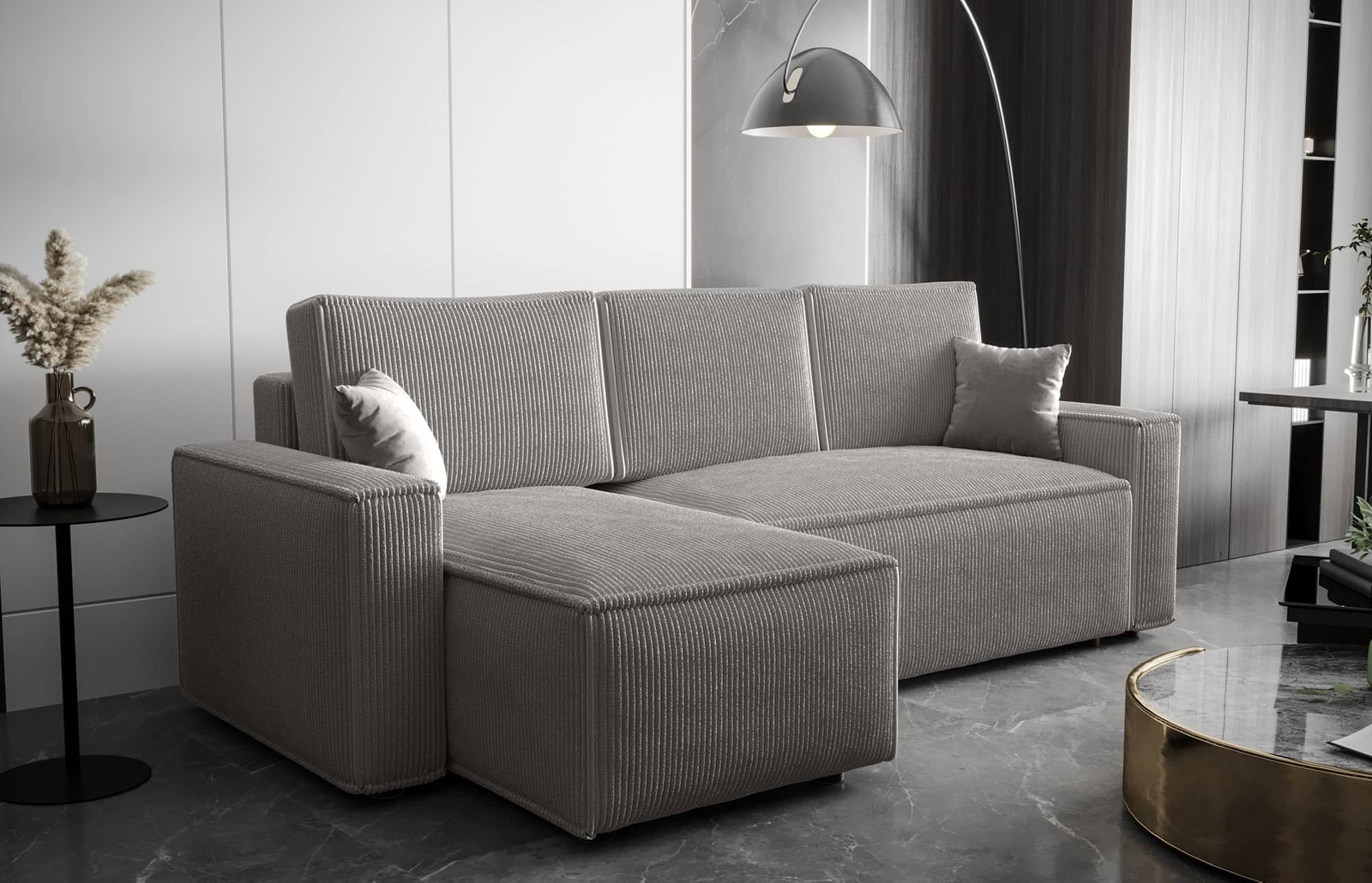 Narożnik z funkcją spania Nelo Narożniki do salonu Nowoczesne narożniki rozkładane do pokoju dziennego