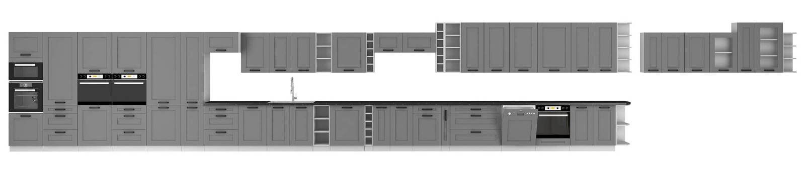 Szafki kuchenne modułowe Avola w kolorze szary popiel / białym