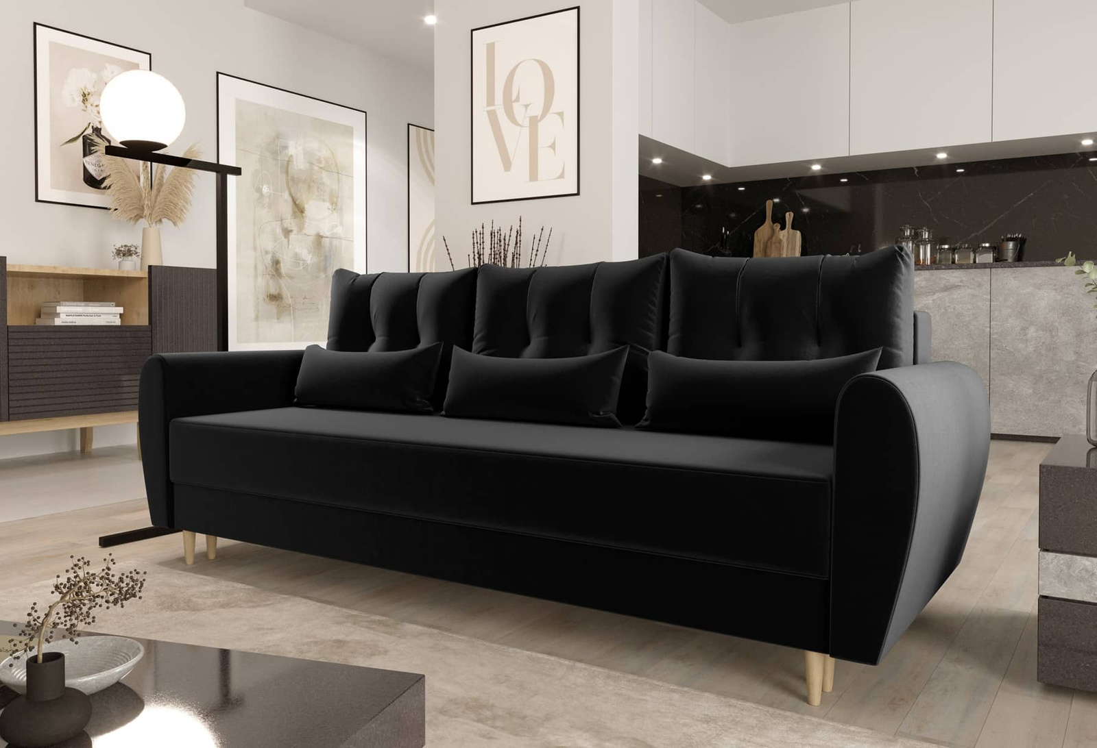 Sofa z funkcją spania Rovigo w stylu skandynawskim Sofa rozkładana do salonu