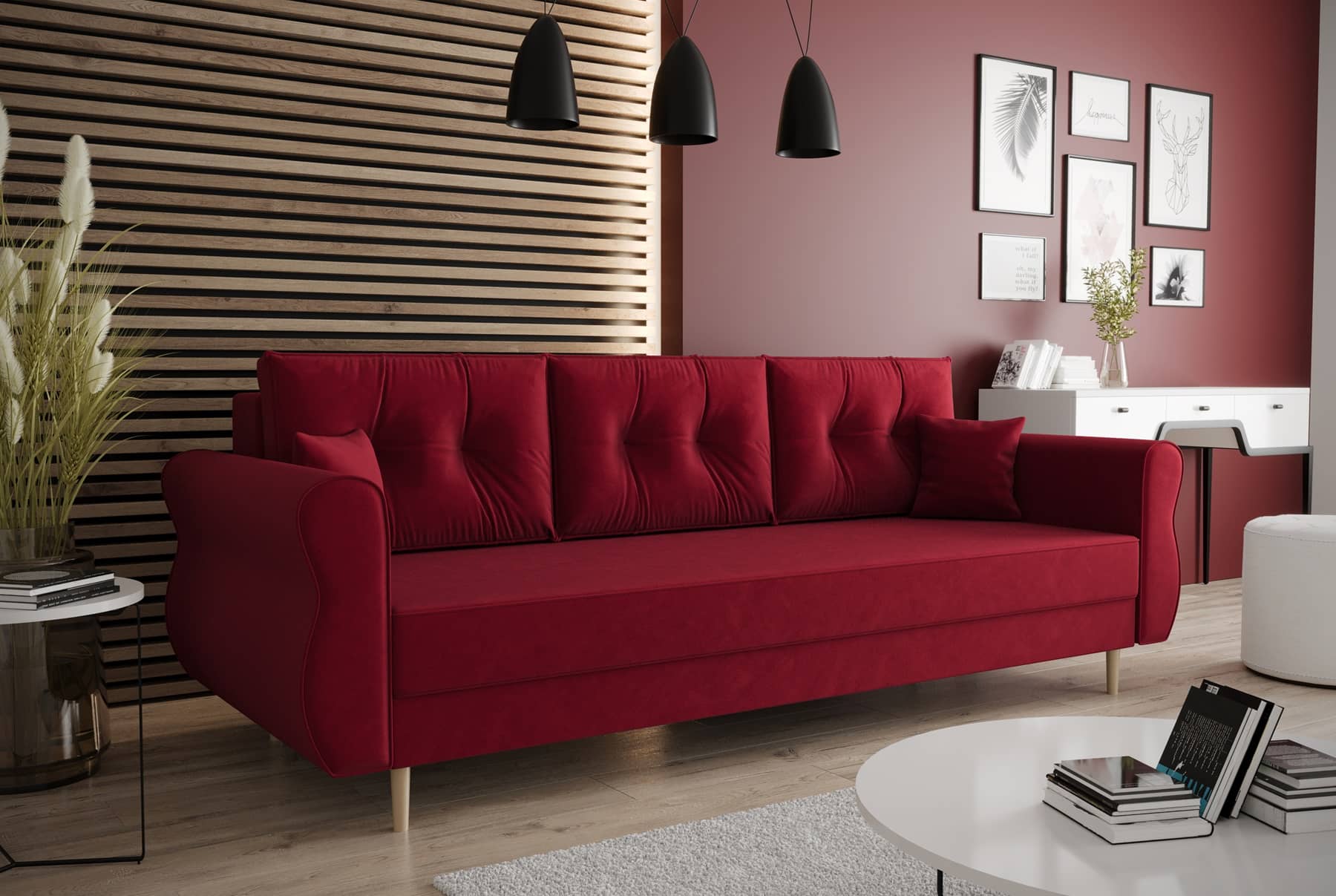 Sofa z funkcją spania Wilkins w stylu skandynawskim Sofa rozkładana do salonu