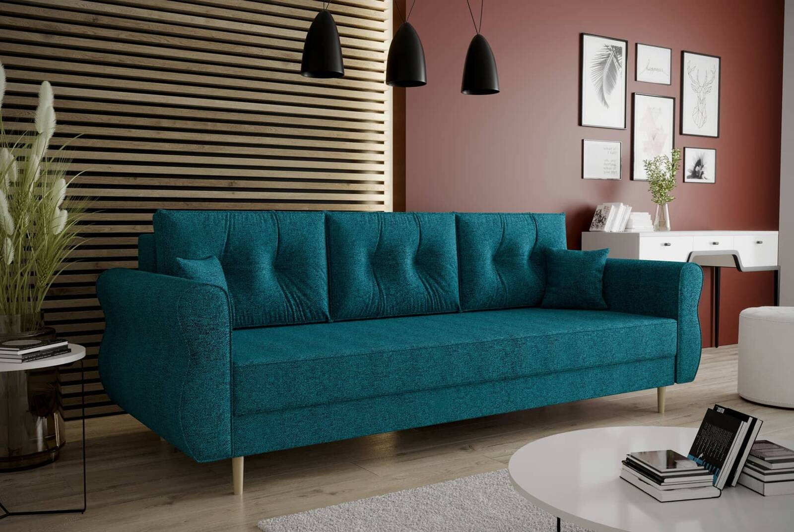 Sofa z funkcją spania Wilkins w stylu skandynawskim Sofa rozkładana do salonu