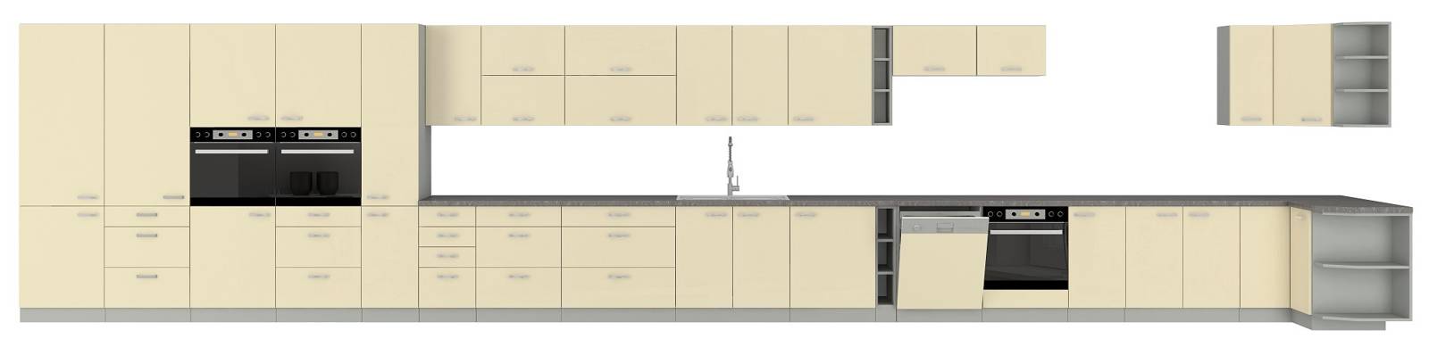 Szafki kuchenne modułowe Karmen w kolorze kremowym 89x89 DN 1F BB