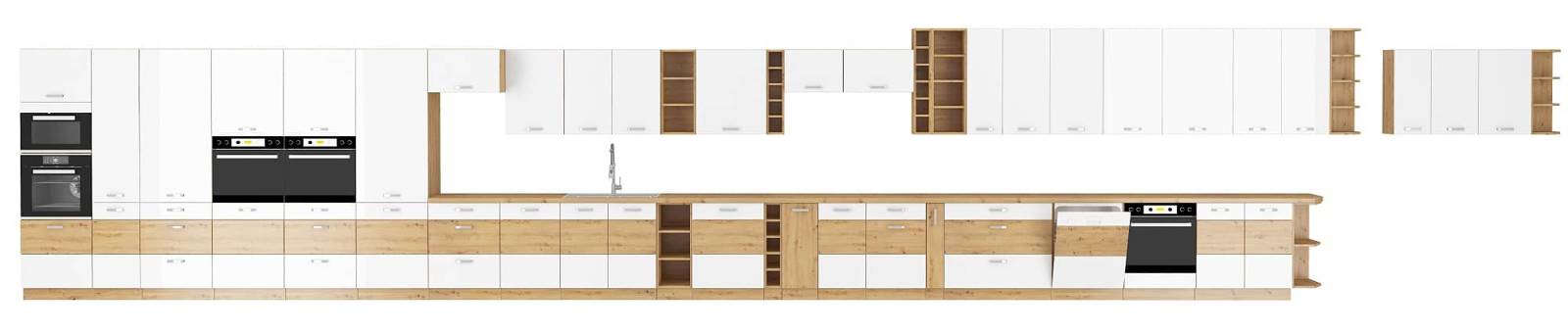 Szafki kuchenne modułowe Alpine w kolorze biały / dąb artisan 50 G-72 1F