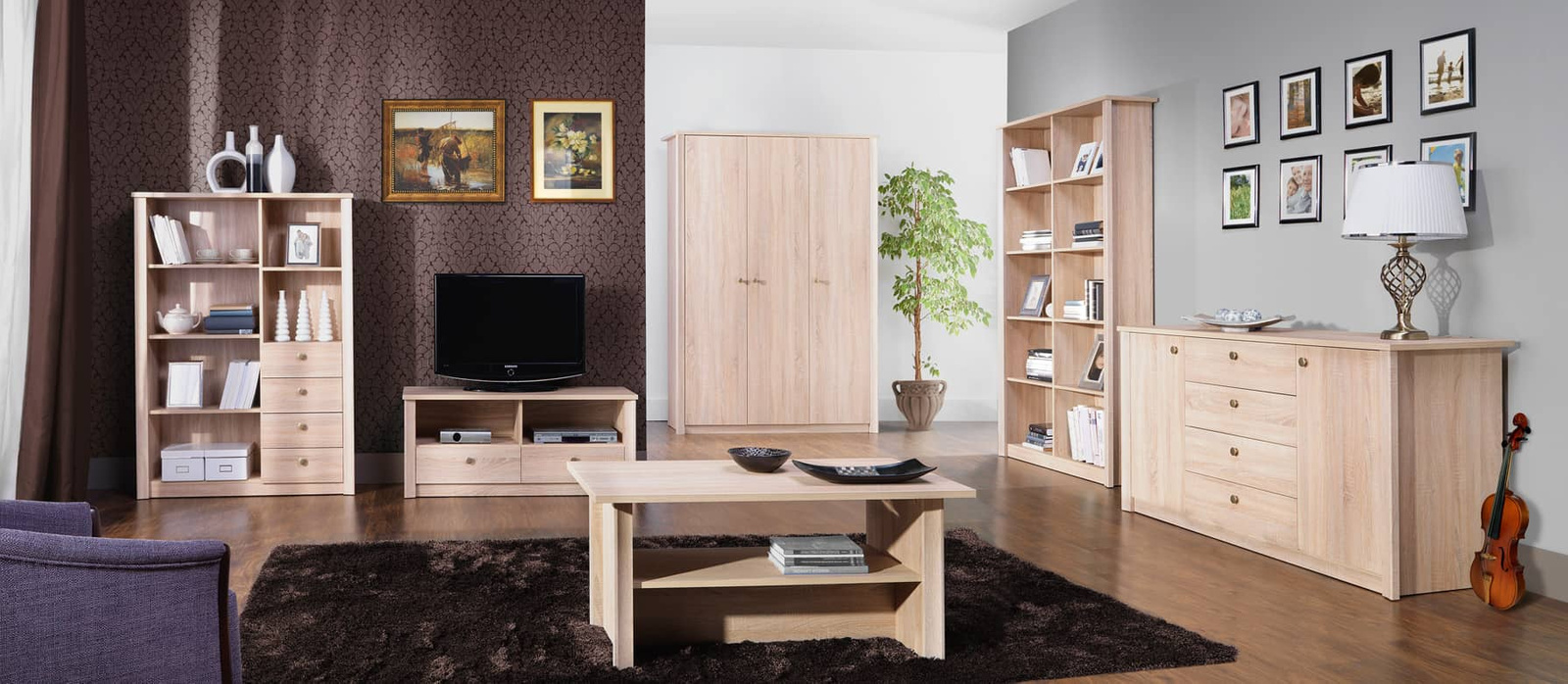 Witryna Finezja 110 cm dąb sonoma jasny F22